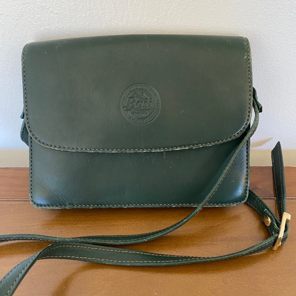BASS Vintage Green Leather Crossbody